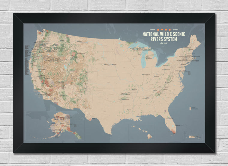 US National Wild & Scenic Rivers System Map 24x36 Poster