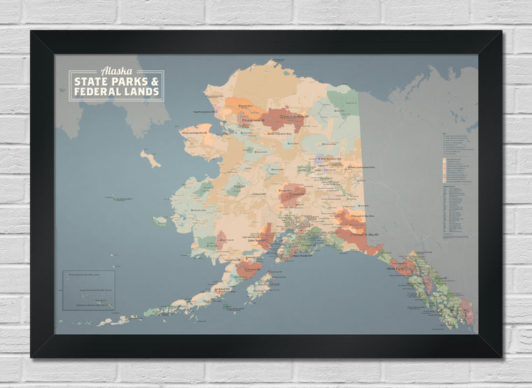 Alaska State Parks & Federal Lands Map 24x36 Poster