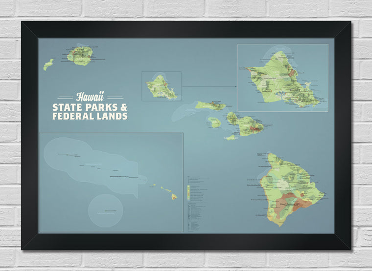 Hawaii State Parks & Federal Lands Map 24x36 Poster