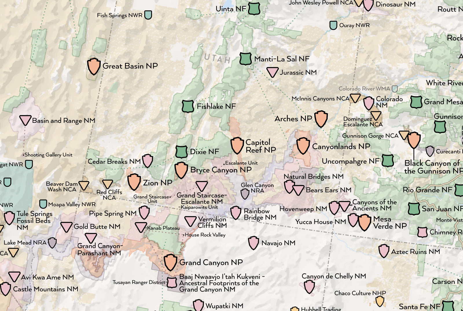 NPS x USFS x BLM x FWS Interagency Map Poster - white & gray