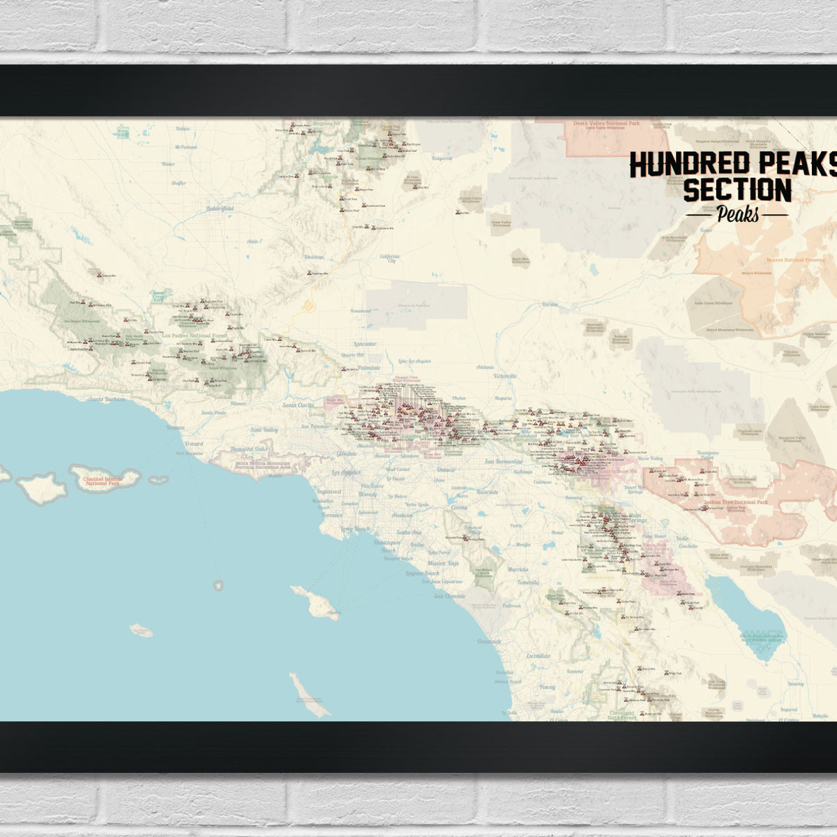 Hundred Peaks Section Climbers' Checklist Map 24x36 Poster | Best Maps Ever