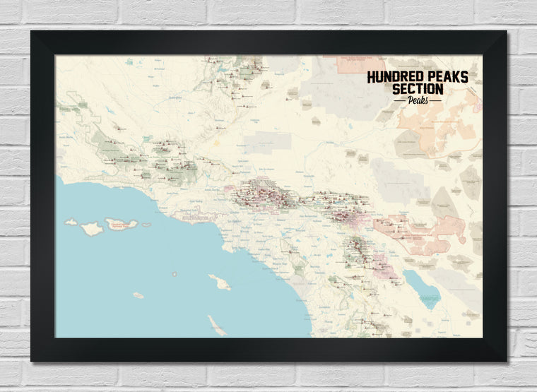 Hundred Peaks Section Climbers' Checklist Map 24x36 Poster