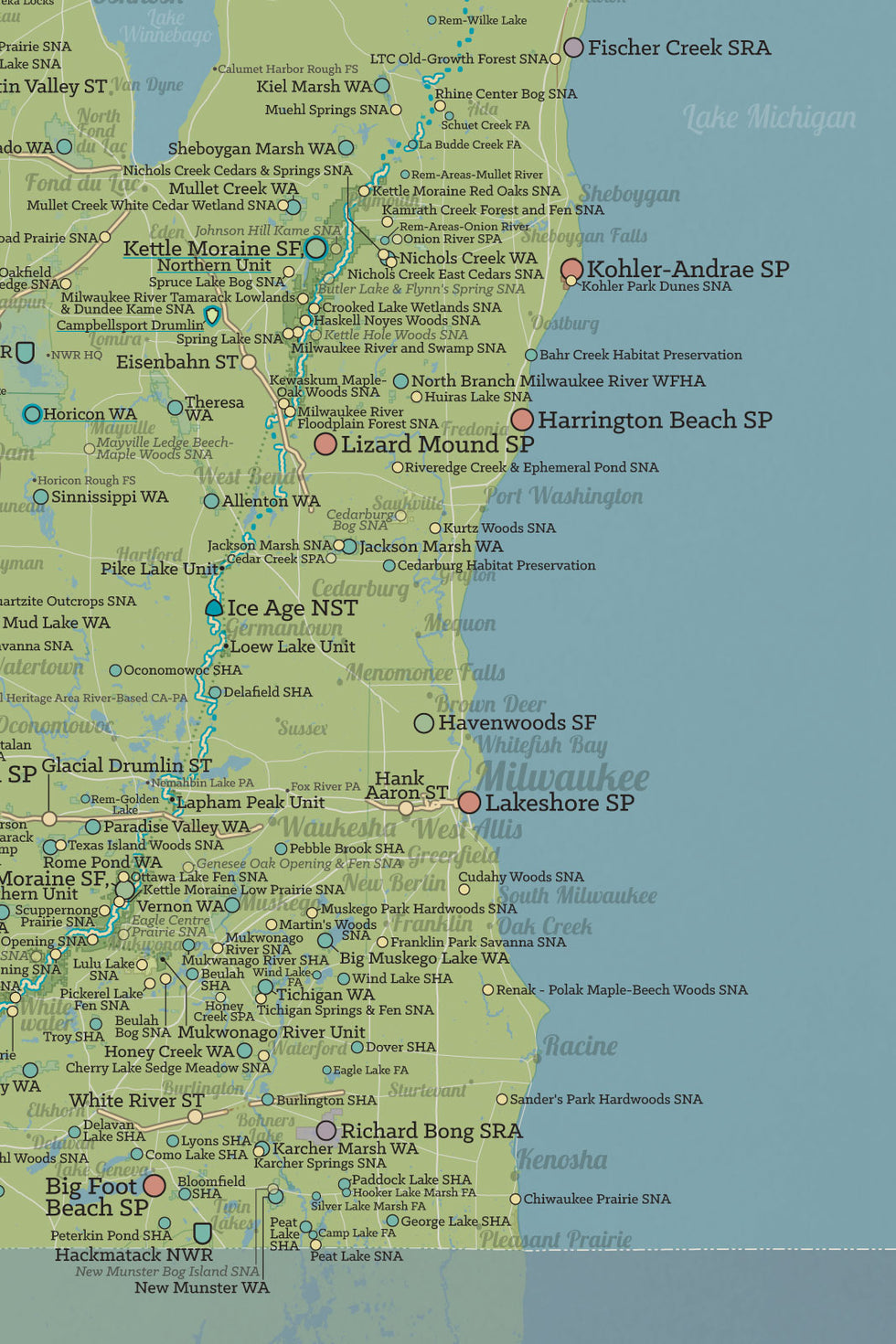 Wisconsin State Parks & Public Land Map 24x36 Poster | Best Maps Ever