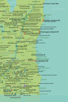 Wisconsin State Parks, DNR State Land, Federal Public Lands Map Poster - green & aqua