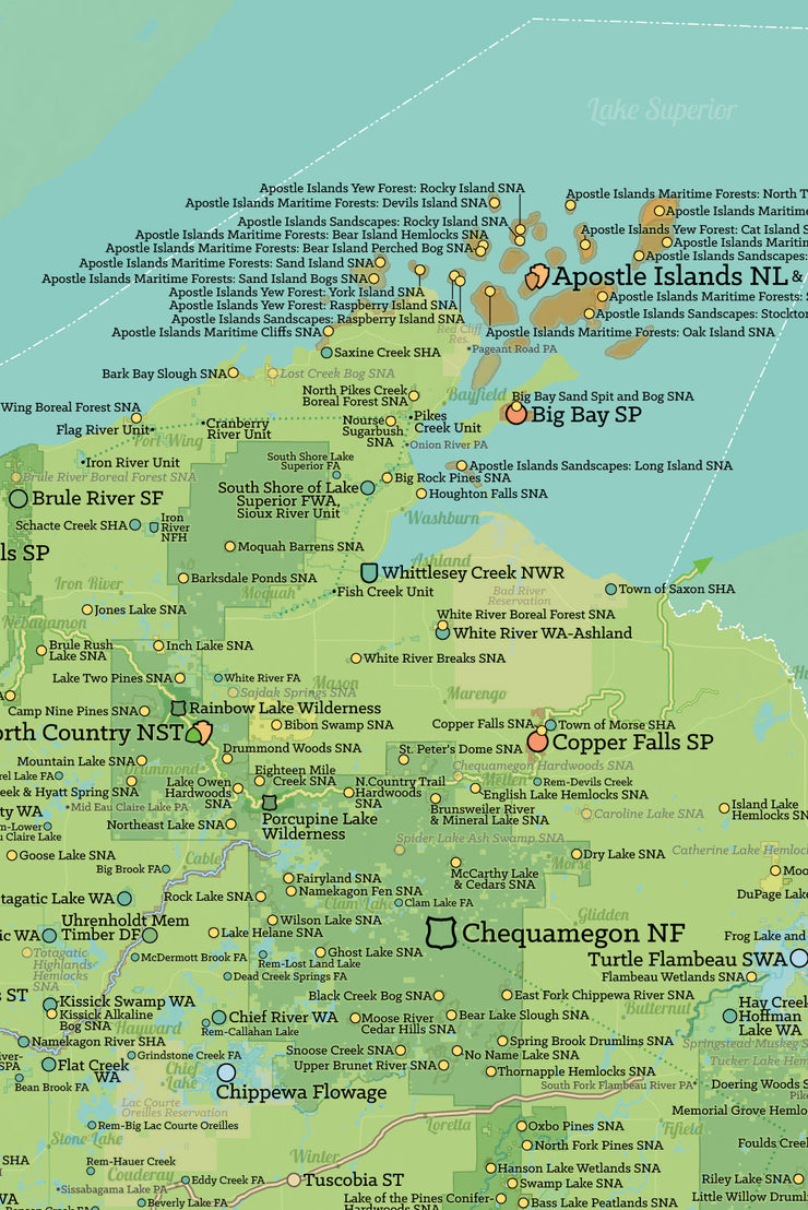 Wisconsin State Parks & Public Land Map 24x36 Poster | Best Maps Ever