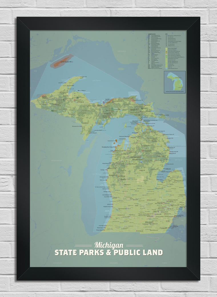 Michigan State Parks & Public Land Map 24x36 Poster