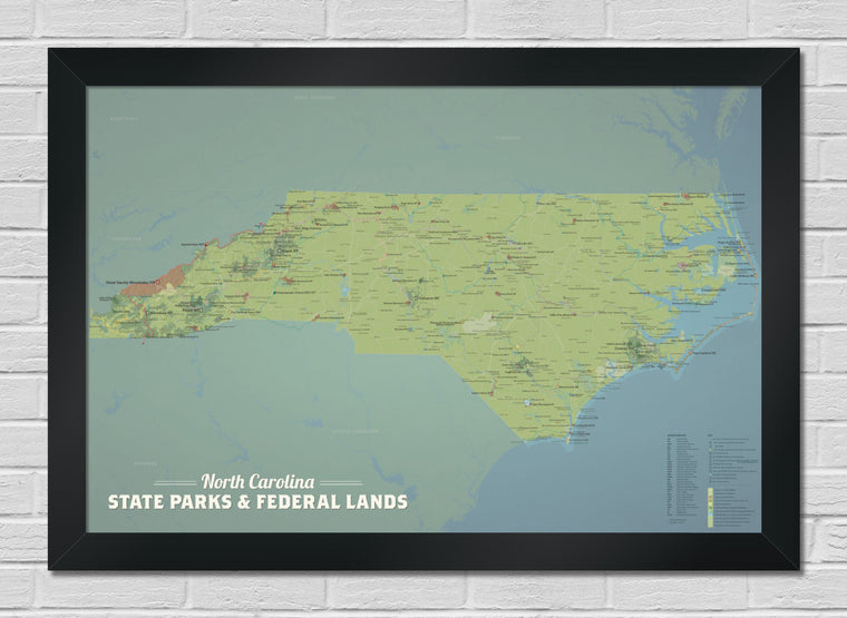 North Carolina State Parks & Federal Lands Map 24x36 Poster