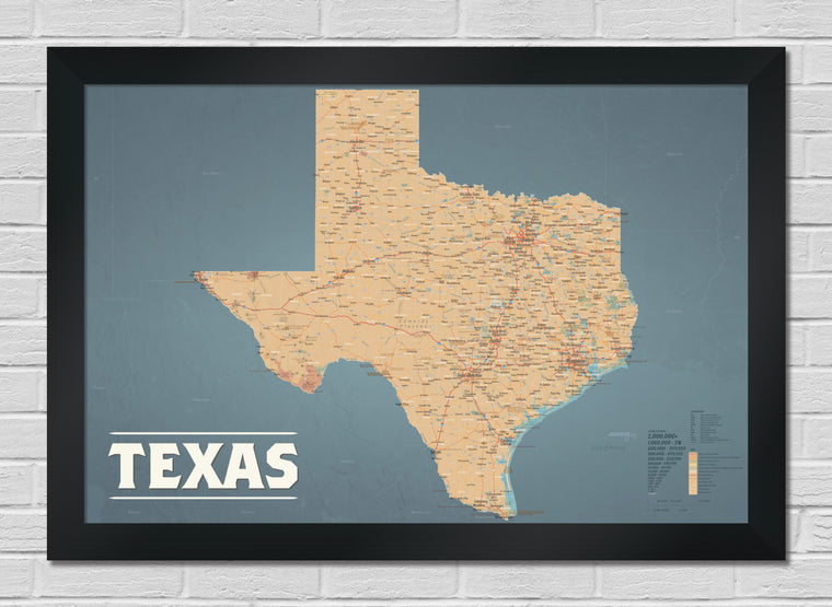 Texas State Wall Map Poster