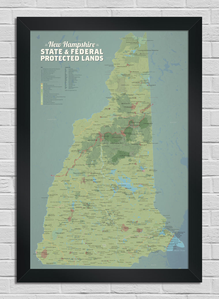 New Hampshire State Parks & Federal Land Map 24x36 Poster