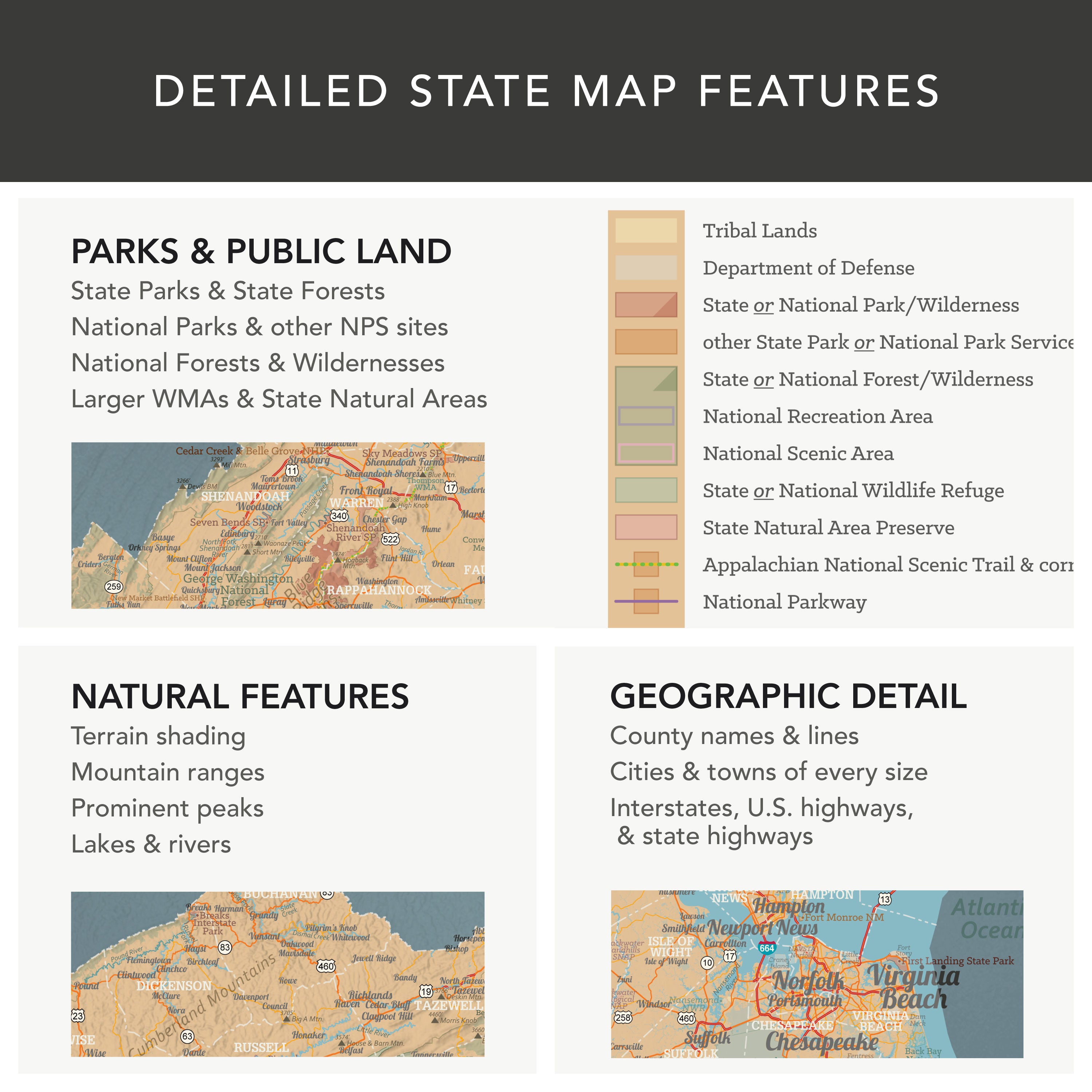 Virginia State Wall Map Poster | Best Maps Ever