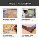 Promotional image of framed maps with features listed on a white background.