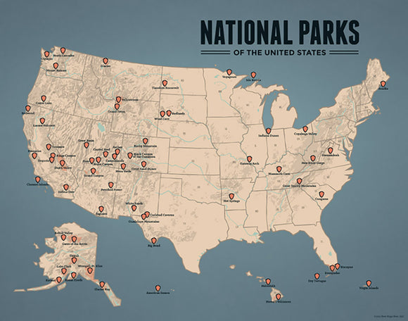 US National Parks Map 11x14 Print