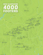 New Hampshire 4000 Footers Checklist Map - bright green