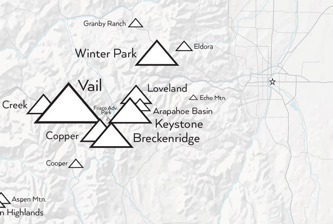 Colorado Ski Resorts Checklist Map - gray