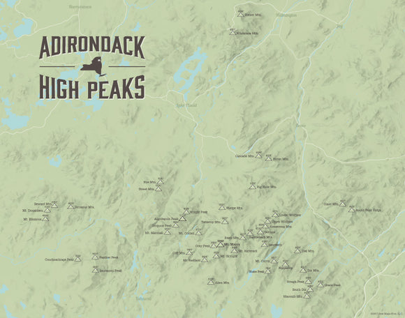Adirondack High Peaks Map 11x14 Print