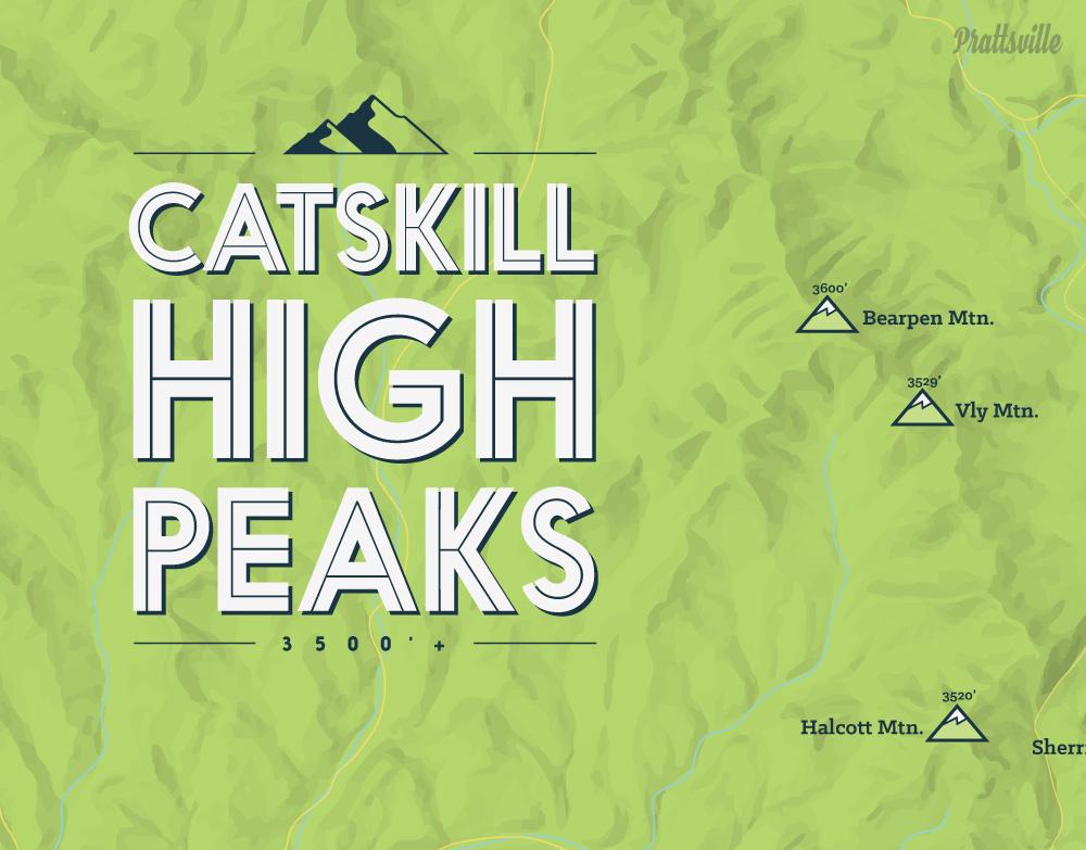 Catskill High Peaks Checklist Map - Bright Green