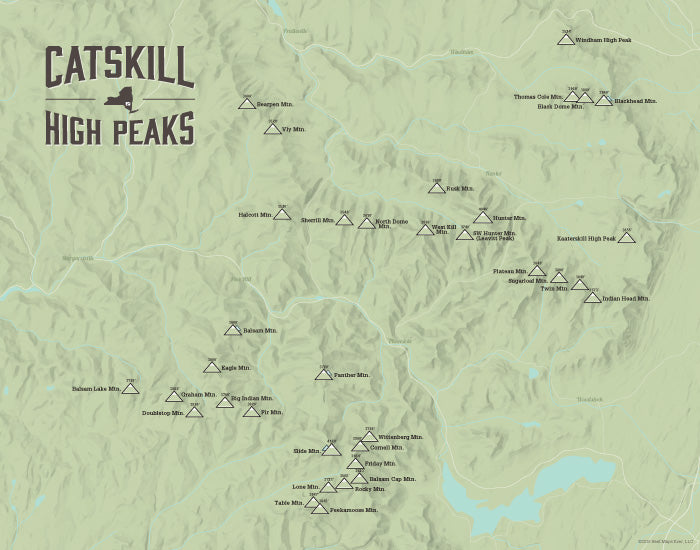 Catskill High Peaks map print - Sage