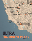 Ultra Prominent Peaks Map Print - Tan & Slate Blue