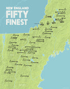New England 50 Finest Map Print - green & aqua