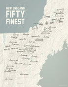 New England 50 Finest Map Print - beige & slate