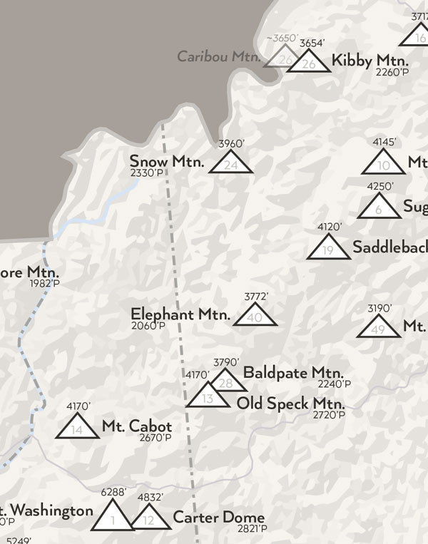 New England 50 Finest Map Print - white & gray
