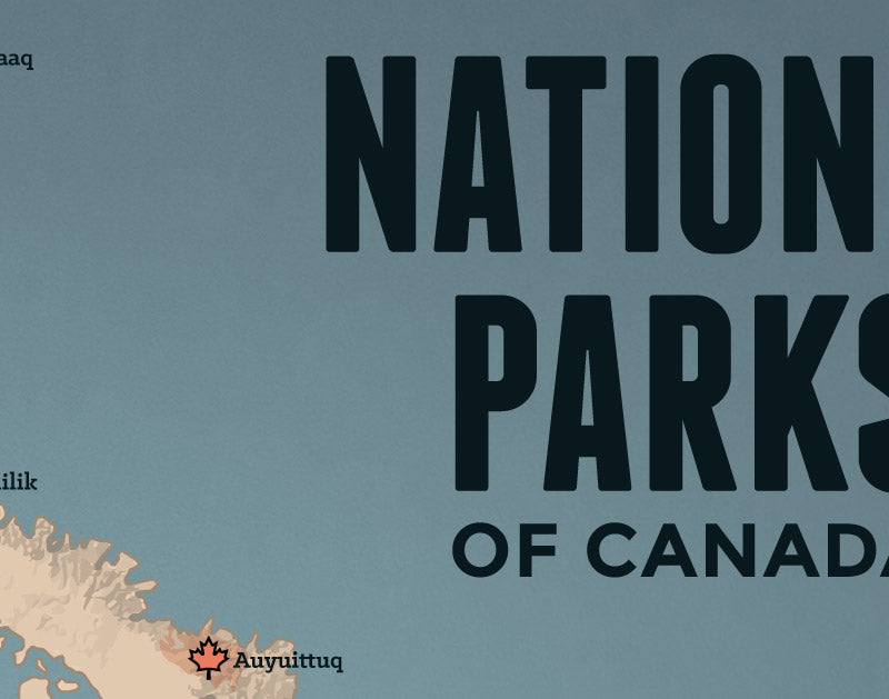 Canada National Parks Map Print - tan & slate blue