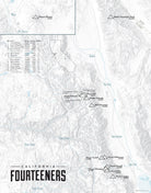 California 14ers Map Print - gray