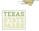 Texas State Parks map print - green & white