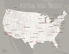 USA Indoor Skydiving Vertical Wind Tunnels (iFLY, SkyVenture, Aerodium) map print - white & gray