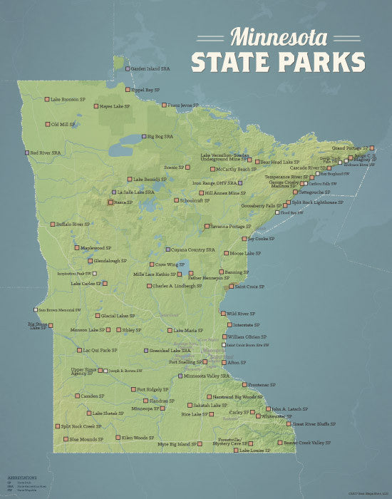 Minnesota State Parks map print - natural earth