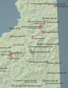 New Hampshire State Parks Map Print - sage & slate blue