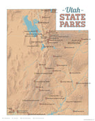 Utah State Parks map print - camel & white
