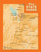 Utah State Parks map print - cream & orange
