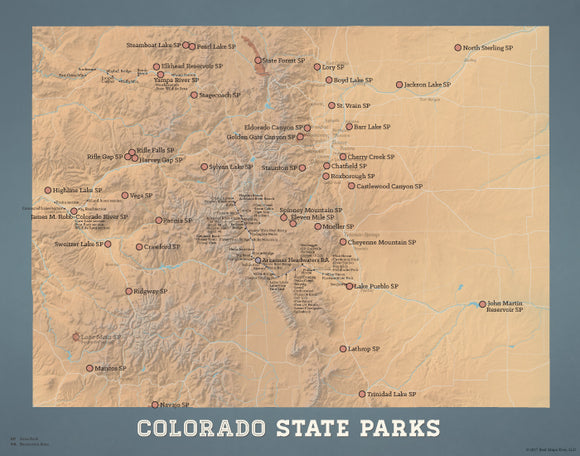Colorado State Parks Map 11x14 Print