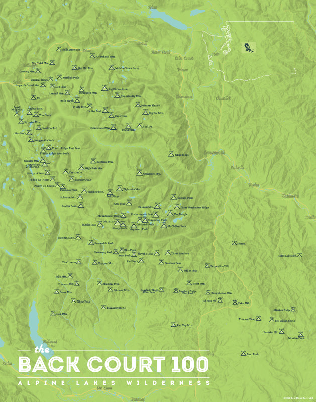 Seattle, Washington 'Back Court 100' Map Print - bright green