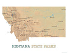 Montana State Parks Map Print - camel & white