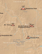 Arizona County High Points map print - camel & slate blue