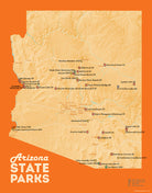 Arizona State Parks map print - cream & orange