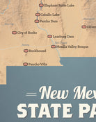 New Mexico State Parks Map 11x14 Print - camel & slate blue