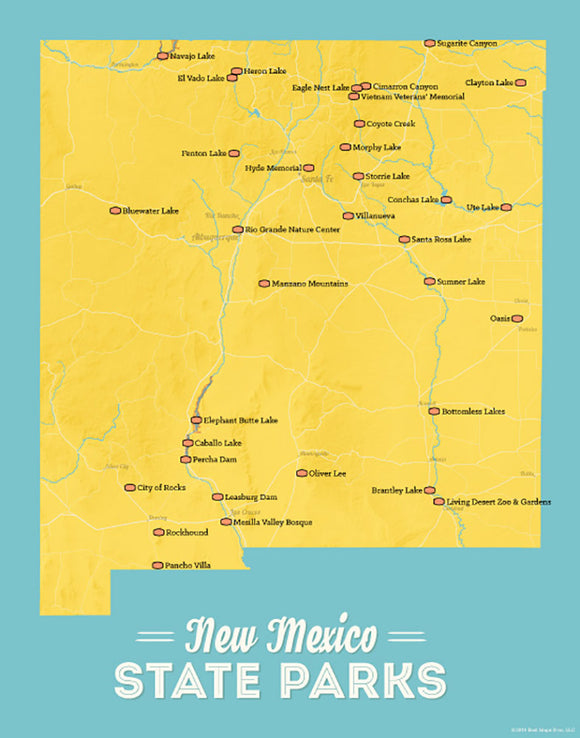 New Mexico State Parks Map 11x14 Print