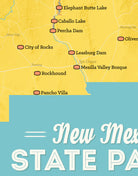 New Mexico State Parks Map 11x14 Print - marigold & turquoise