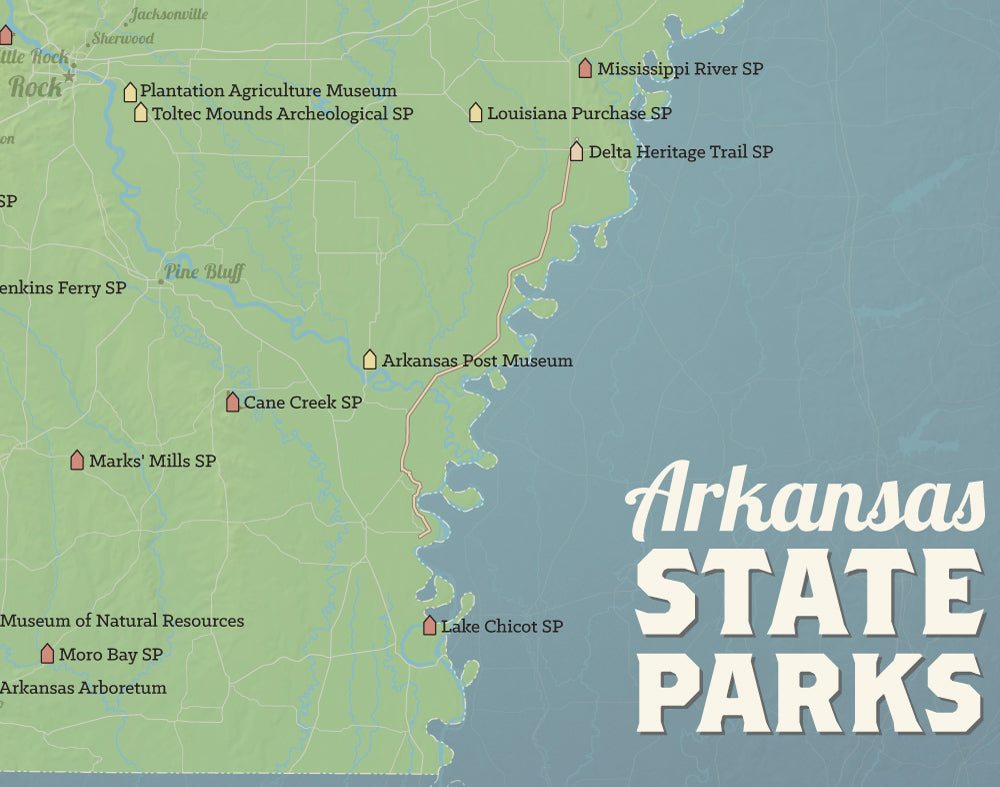 Arkansas State Parks Map Print - natural earth