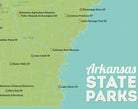 Arkansas State Parks Map Print - green & aqua