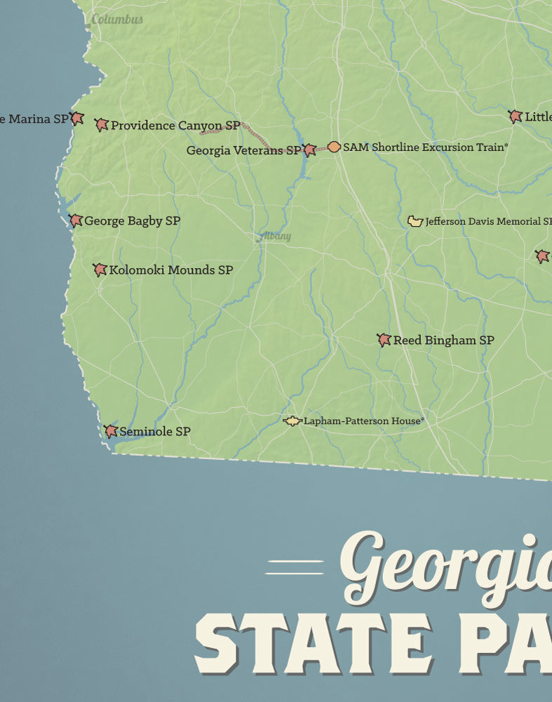 Georgia State Parks Map Print - natural earth