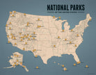 USA National Parks Scratch-Off Checklist Map - tan & slate blue