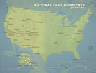 USA National Park Highpoints Map Poster - natural earth