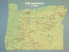 Oregon Fire Towers Lookouts map poster - natural earth