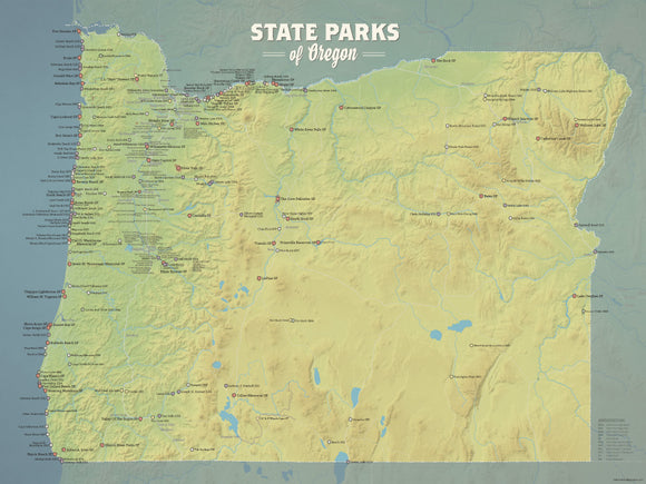 Oregon State Parks Map 18x24 Poster
