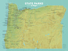 Oregon State Parks Map Poster - green & aqua