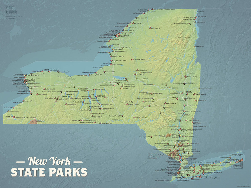 New York State Parks Map Poster - natural earth